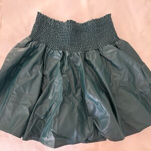 Karlie faux-leather, pleather, vegan skort - teal- size large